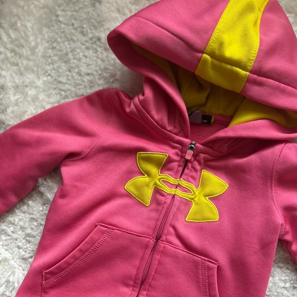 Under Armour Baby Girl Kids Hoodie Pink Zip Up Sweatshirt Jacket 18M